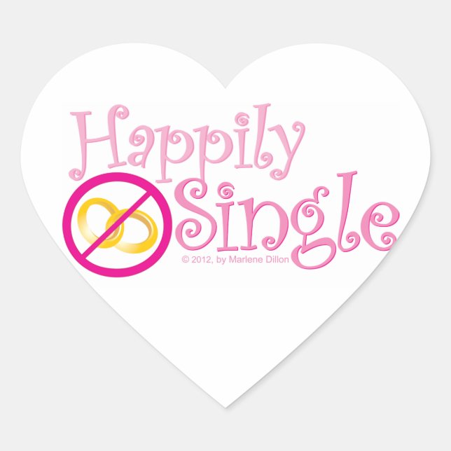 The Happily Single Collection by MDillon Designs Heart Sticker (Front)