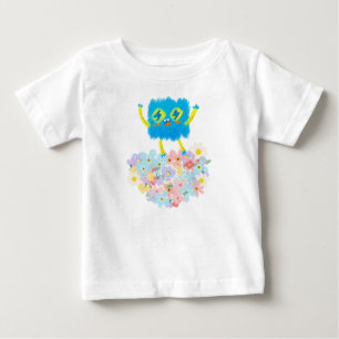 The Happy Blue Scribble on a Bed of Flowers Baby T-Shirt