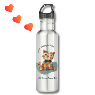 The Happy Cat Colourful Patchwork Unique 710 Ml Water Bottle