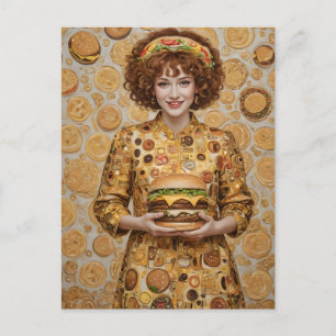 The Happy Cheeseburger Lady Postcard