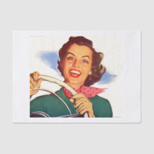 The Happy Driver Vintage Retro 1950s Tissue Paper
