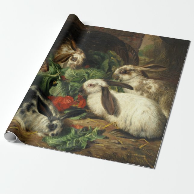 The Happy Family of Rabbits by Alfred Barber Wrapping Paper (Unrolled)