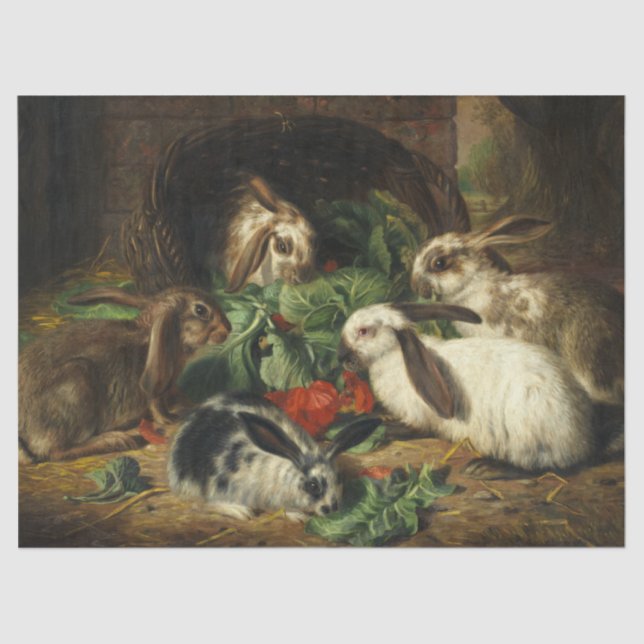 The Happy Family of Rabbits by Alfred Richar Tissue Paper (Front)