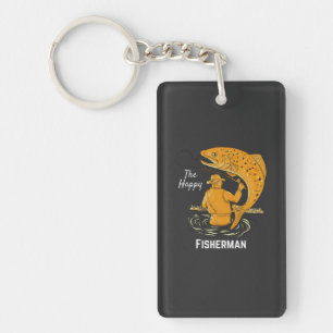 The Happy Fisherman Cool Design For Fishing Lovers Key Ring