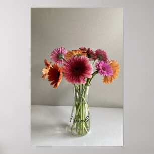 The Happy Gerbera Colorful Flower +Custom Name Poster
