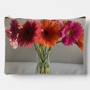 The Happy Gerbera Colourful Flower +Custom Name Accessory Pouch