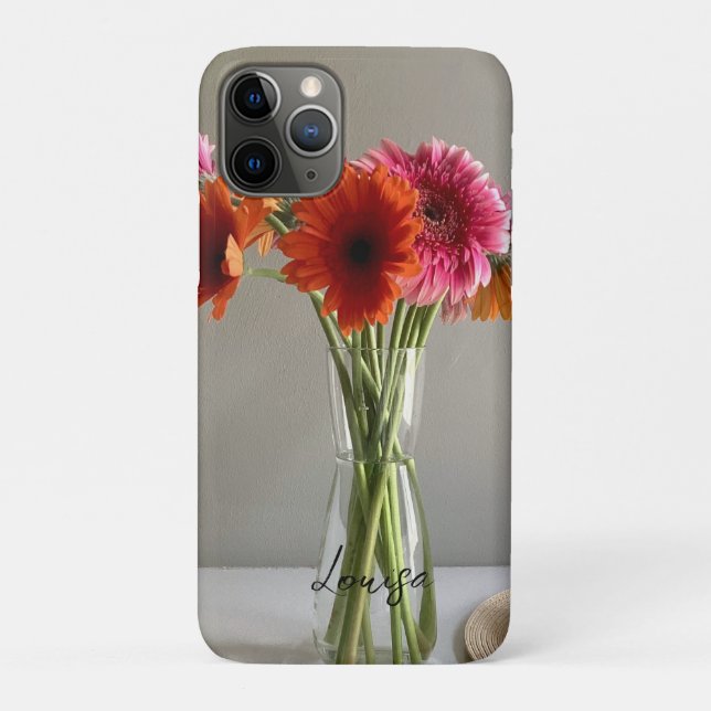 The Happy Gerbera Colourful Flower +Custom Name Case-Mate iPhone Case (Back)