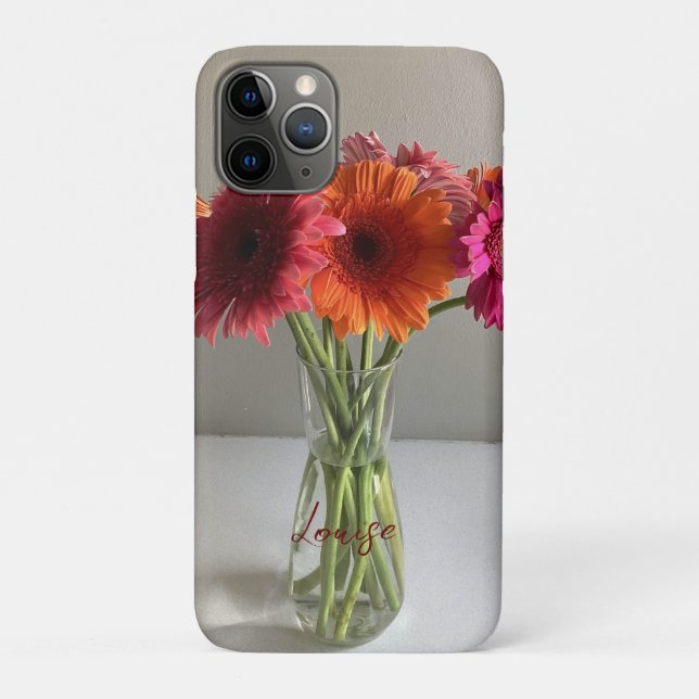 The Happy Gerbera Colourful Flower +Custom Name Case-Mate iPhone Case (Back)