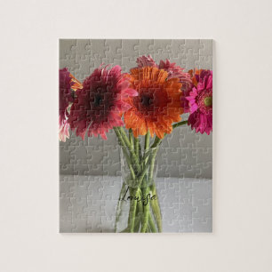The Happy Gerbera Colourful Flower +Custom Name Jigsaw Puzzle