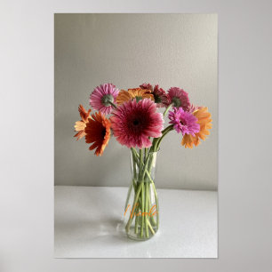 The Happy Gerbera Colourful Flower +Custom Name Poster