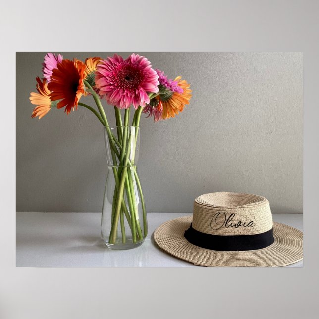 The Happy Gerbera Colourful Flower Poster (Front)