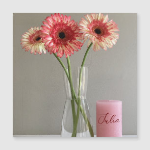 The Happy Gerbera Pink Flower Photo +Custom Name