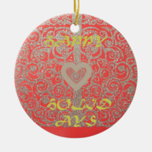 The Happy Holidays Heart Red and Gold Collection Ceramic Tree Decoration