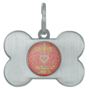 The Happy Holidays Heart Red and Gold Collection Pet Tag