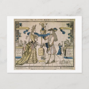 The Happy Marriage (stencil coloured woodcut) Postcard