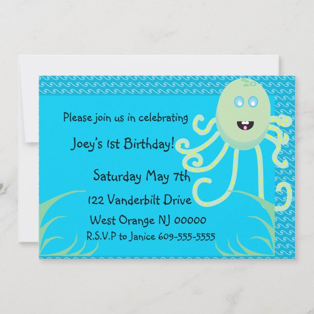 The Happy Octopus Birthday Invitation (Front)