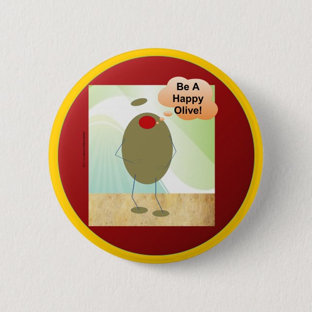 The Happy Olive 6 Cm Round Badge (Front)