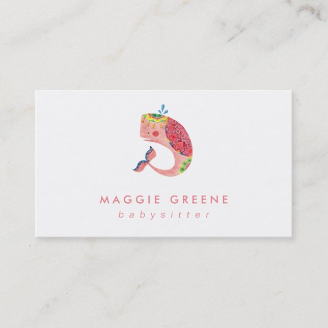 The Happy Pink Whale Business Card (Front)