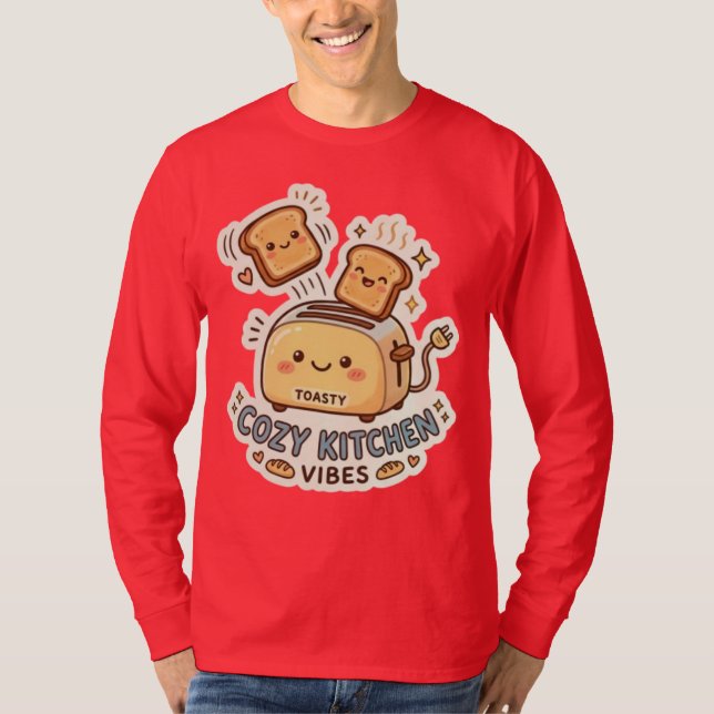 The Happy Toaster | Quirky Breakfast Sticker Tee (Front)