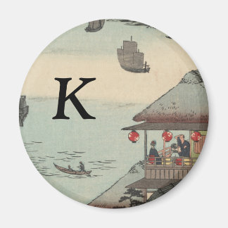 The Harbour at Kanagawa, Japan: Monogram Initial Magnet
