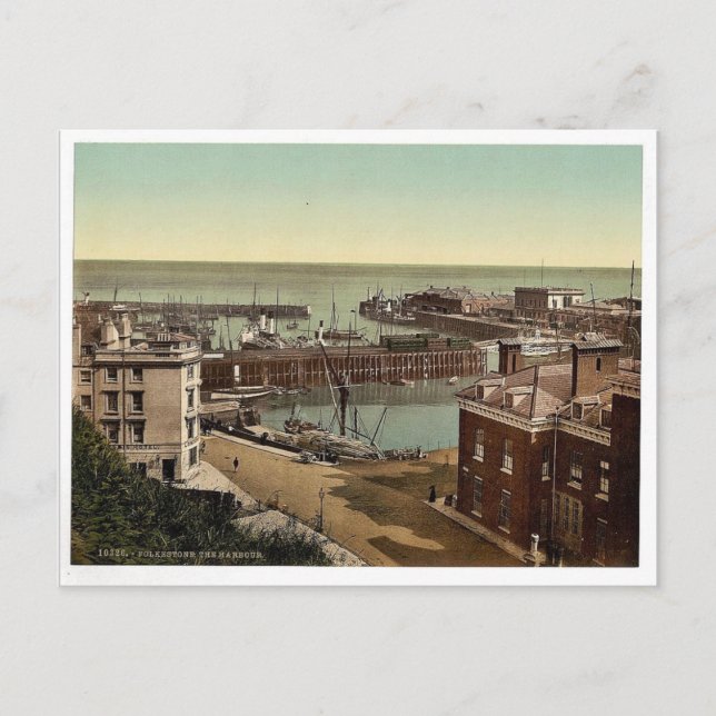 The harbour, Folkestone, England classic Photochro Postcard (Front)