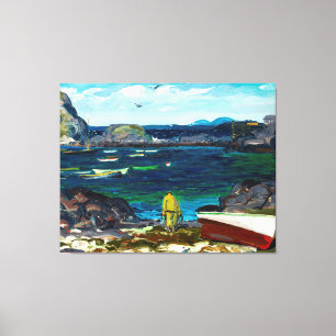 The Harbour, Monhegan Coast, Maine painting, Canvas Print