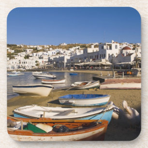The harbour town with colourful fishing boats coaster