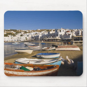 The harbour town with colourful fishing boats mouse mat