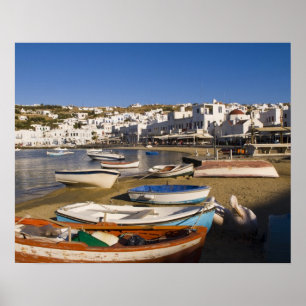 The harbour town with colourful fishing boats poster