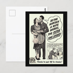 The Harder a Wife Works The Cuter She Looks Postcard
