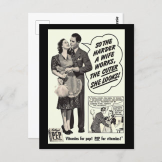The Harder a Wife Works The Cuter She Looks Postcard