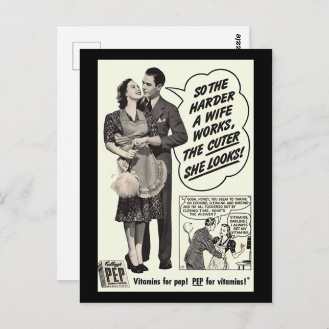 The Harder a Wife Works The Cuter She Looks Postcard (Front/Back)
