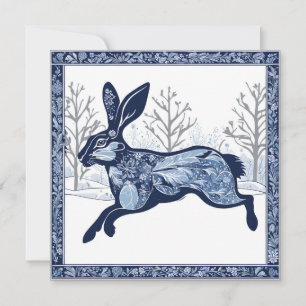 The Hares Winter's Whimsical Wandering Holiday Card