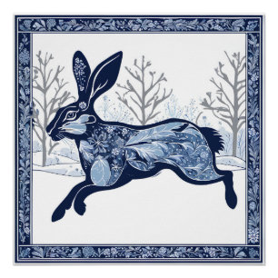 The Hares Winter's Whimsical Wandering Poster