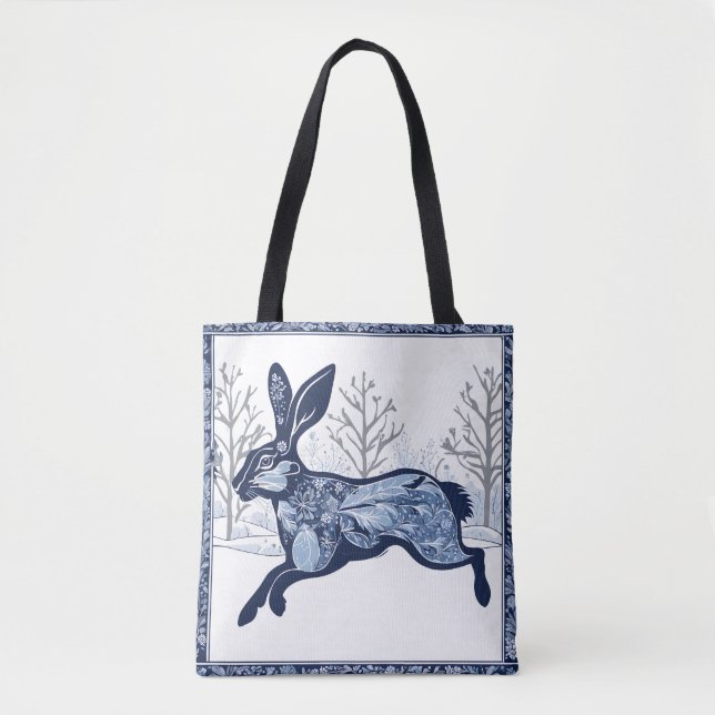 The Hares Winter's Whimsical Wandering Tote Bag (Front)