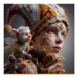 "The Harlequin Monkey with Magic Wings Poster