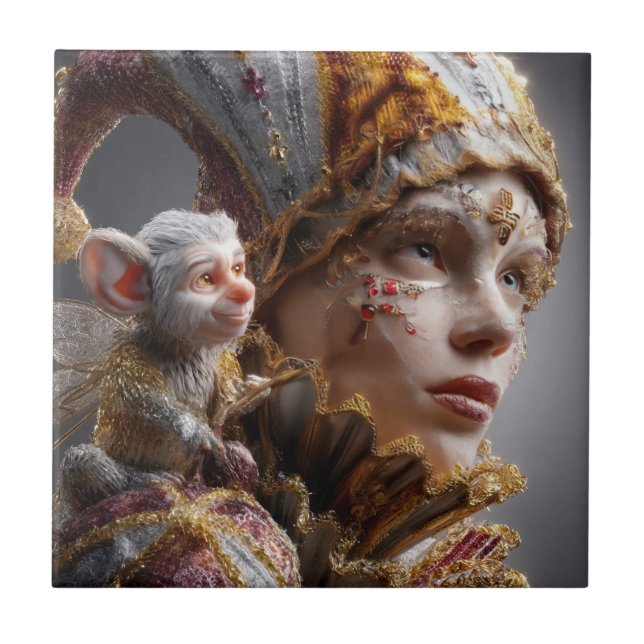 "The Harlequin Monkey with Magic Wings Tile (Front)