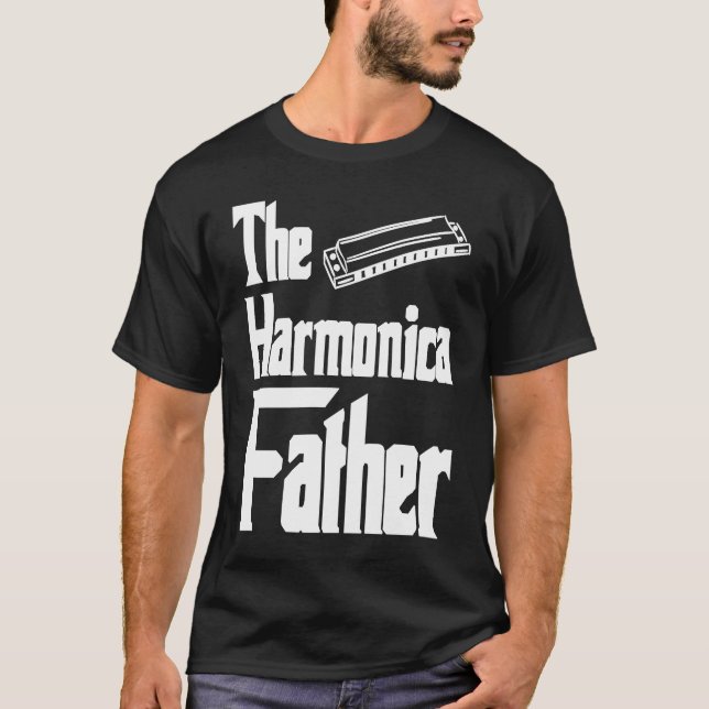 The Harmonica Father Fathers Day T-Shirt (Front)