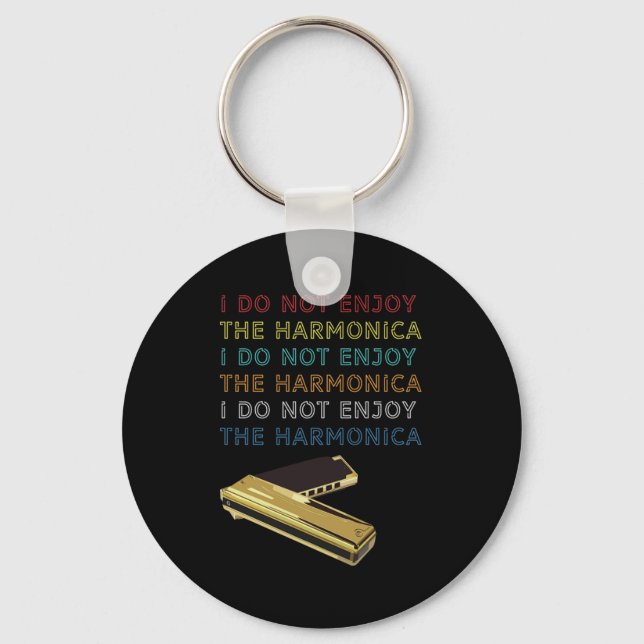 The Harmonica Instrument Blues Music Band Gift Key Ring (Front)