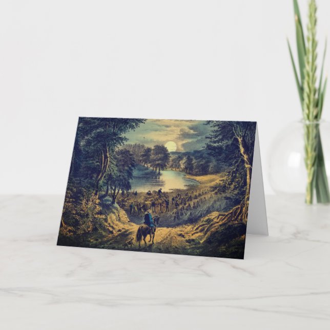 The Harvest Moon, Currier & Ives:  Blank Card (Front)