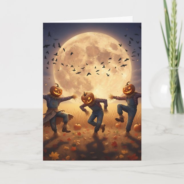 The Harvest Moon Scarecrow Dance On Halloween Card (Front)