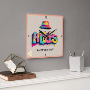 "The Hat Spot" Square Wall Clock