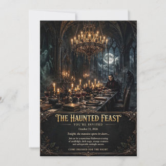 The Haunted Feast Gothic Mansion Halloween Dinner Invitation