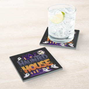 The Haunted House: Feast of the Happy Spirits Glass Coaster