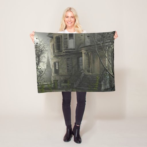 Image of the haunted house Fleece Blanket