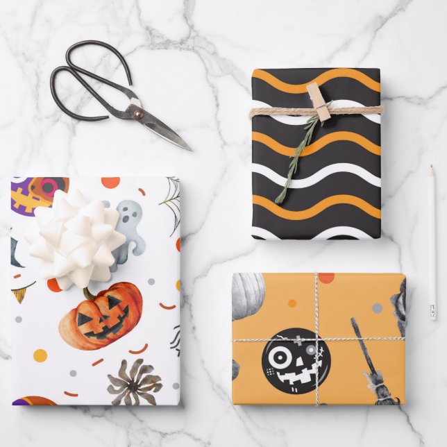 THE HAUNTED NIGHT HALLOWEEN WRAPPING PAPER SHEET (Front)