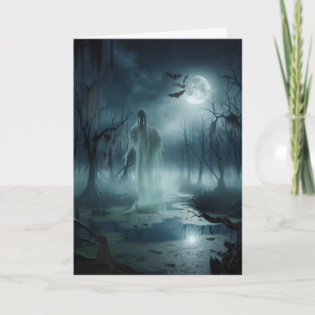 The Haunted Swamp Halloween Holiday Card (Front)