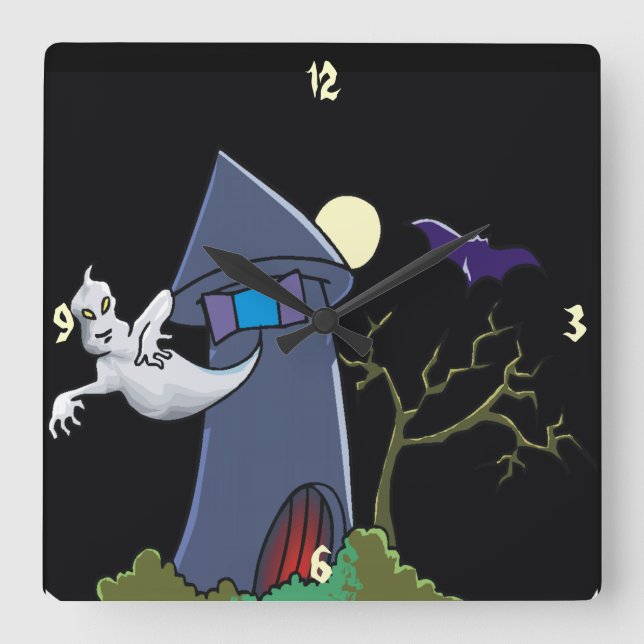 The Haunted Tree House - Square Wall Clock (Front)