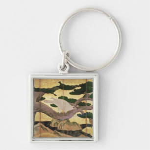 The Hawks in the Pines, 6 panel folding screen Key Ring
