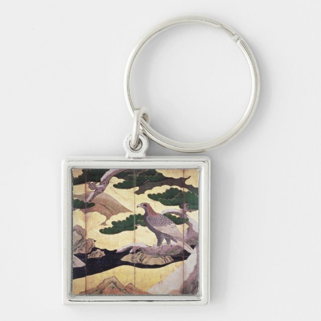 The Hawks in the Pines, 6 panel folding screen Key Ring (Front)